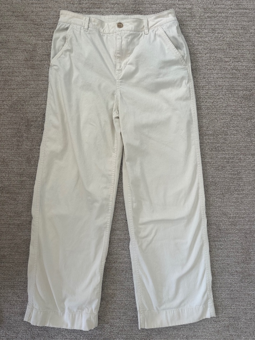 L.L. Bean | Ivory Mid-Rise Wide Leg Chino - Size 8